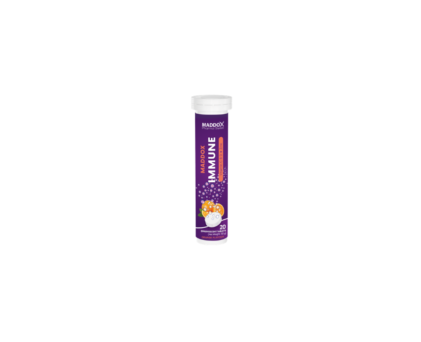 928 Maddox Immune Effervescent Tablets Vitamin C D & Zinc Orange Flavor 20 Tablets - Image 1