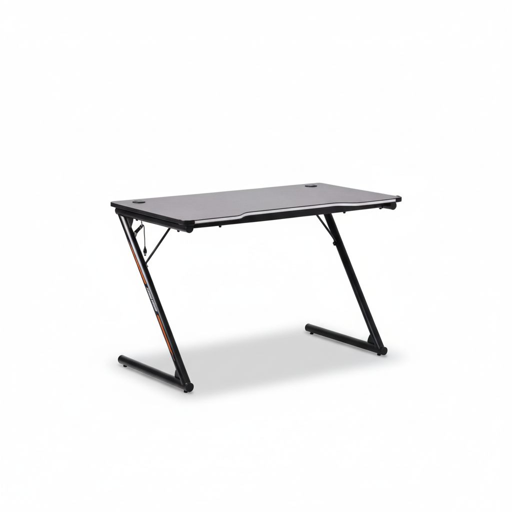 990478106734-2 Gaming Table with RGB LED Light with Gaming Mousepad - Black #PDX544