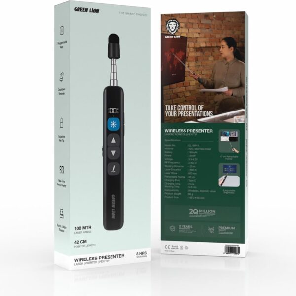 Wireless Presenter With Retractable Pointer - Black #GNWSPRWRPBK