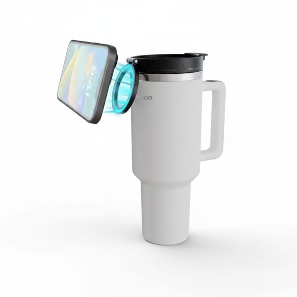Lifestyle MagSafe Phone Holder 40oz Tumbler with Handle and Stainless Straw - White#PDLFST147WH