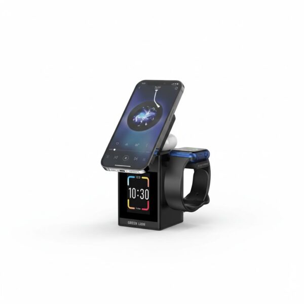 Smart Station Pro LCD Display Wireless Charger with Speaker - Black#GNSMTSTNPRBK