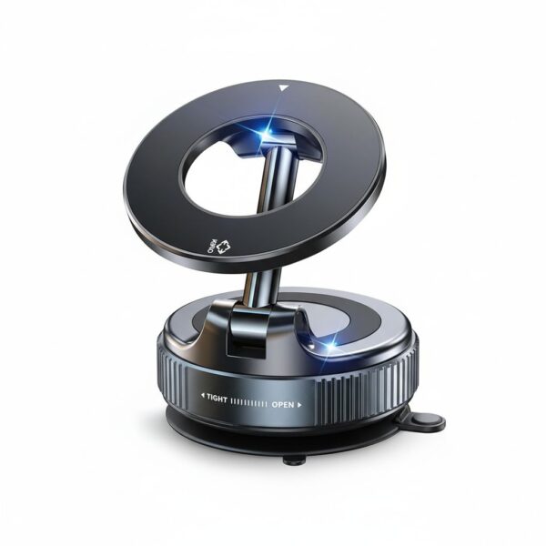 Vacuum & Adhesive Magnetic Car Mount 360° Full Rotation - Black#PDCK109BK