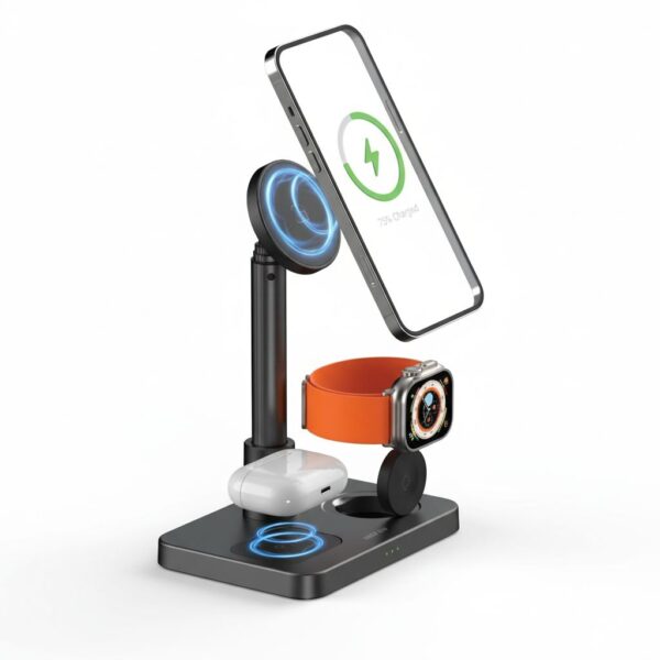 3 in 1 Telescopic Wireless Charger - Black#GN3N1TLWCBK