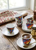 Handpainted Abstract Art Coffee Cup Set - Image 
