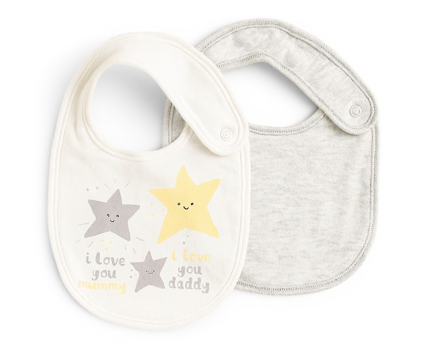 BA968320-F3CE-4935-BB54-15E1668B8581 Star Print Baby Bibs 2 Pack - Image 1