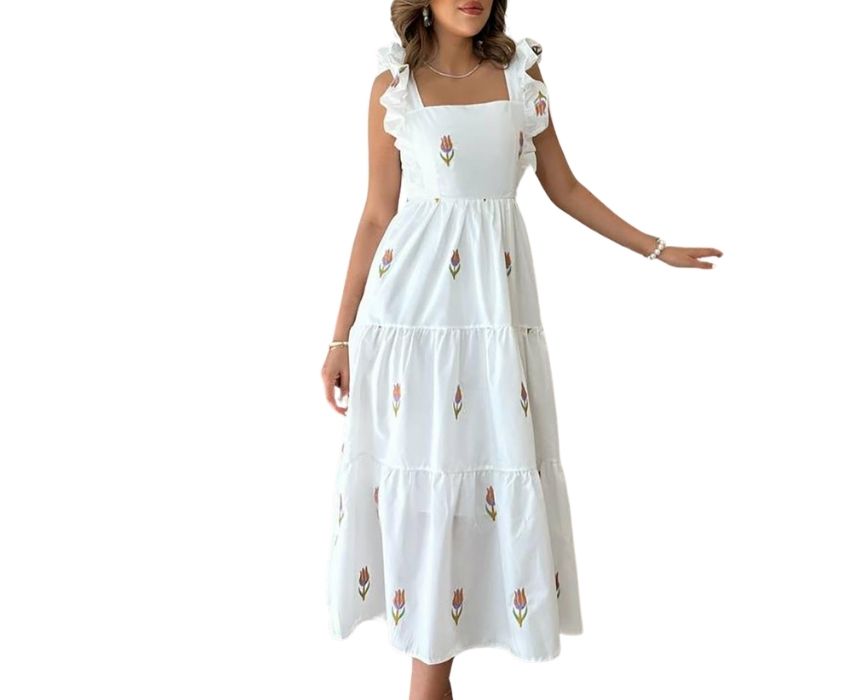 Boho-Floral-A-line-Midi-Dress-1-1.jpg Boho Floral Midi Dress - Image 1