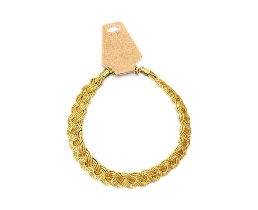 Braided-necklace-1.jpg Braided Capim Dourado Necklace, Gold - Image 1