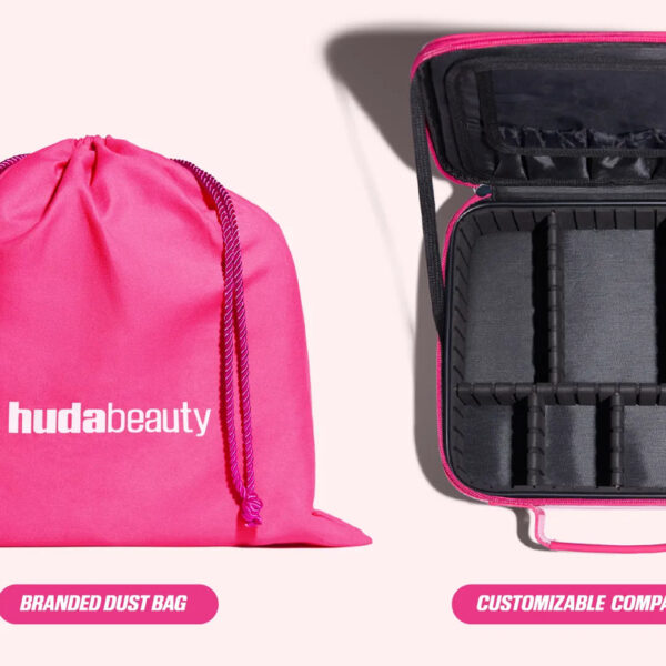 HUDA BEAUTY LARGE PINK VANITY BAG