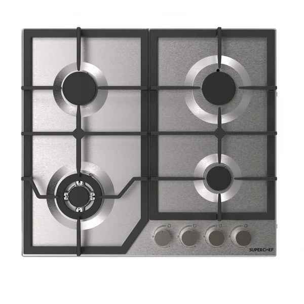 SUPER CHEF Hob 60 Cm 4 Gas Burners Cast Iron Inox | DH-60 4G INX