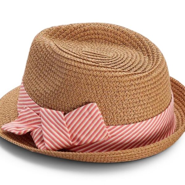 Pink Bow Straw Hat for Kids