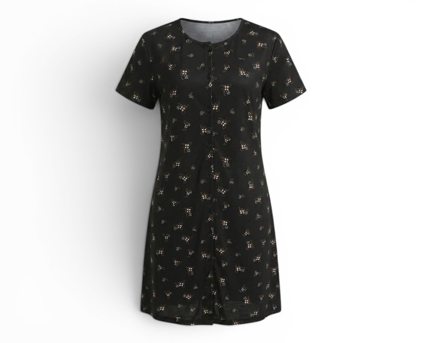 IMG-20260623-WA0345 Cotton Ladies Nightshirt Black - Image 1