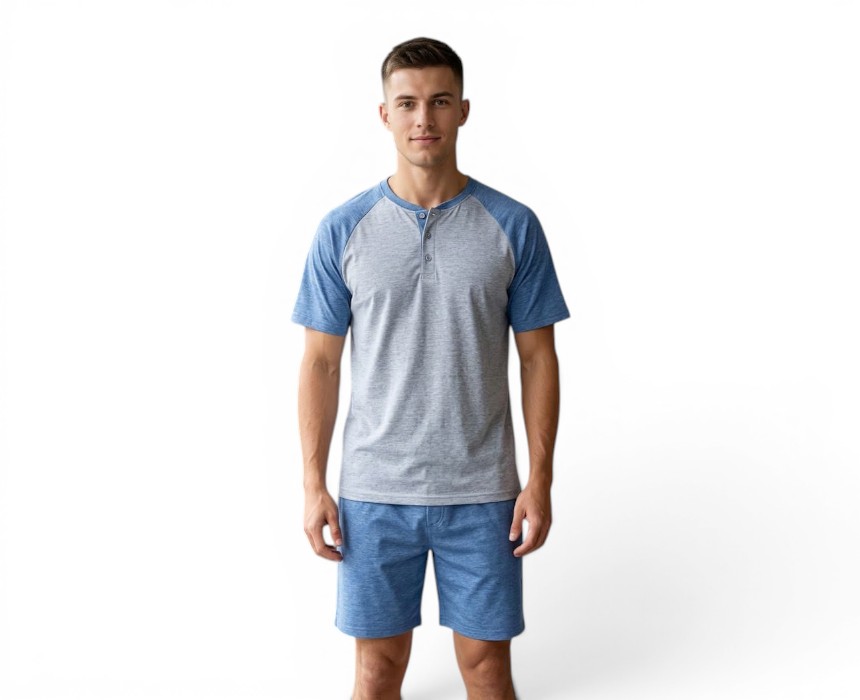 IMG-20260627-WA0257 Short Sleeve Pyjama Short Set Blue - Image 1