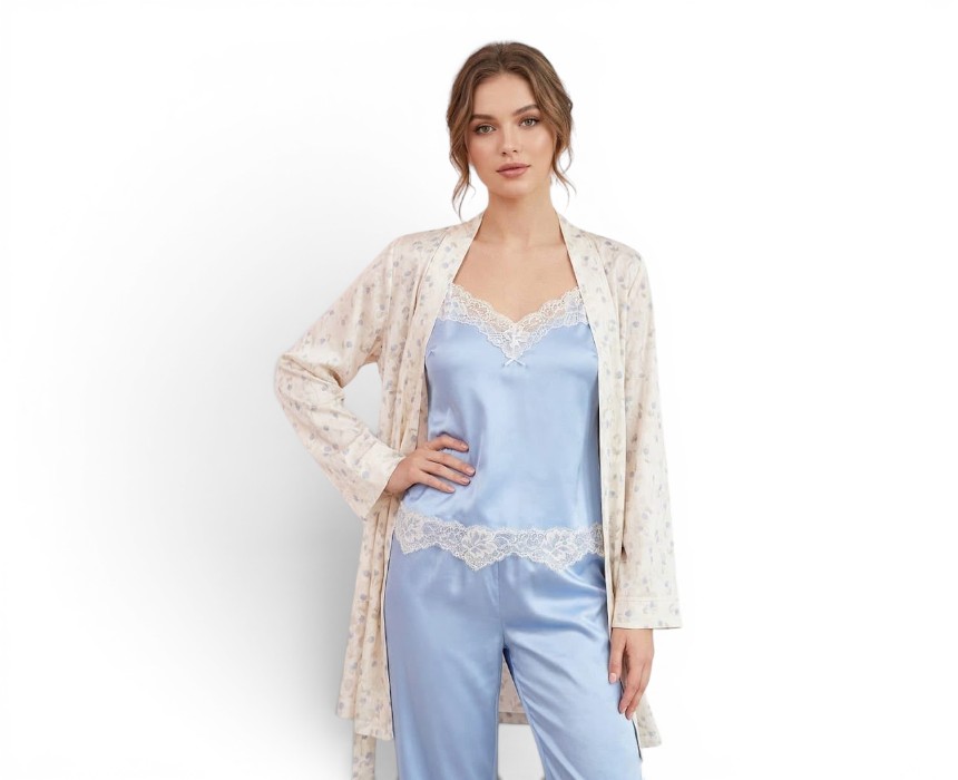 IMG-20260627-WA0267 Satin Pyjama Robe Set Blue - Image 1