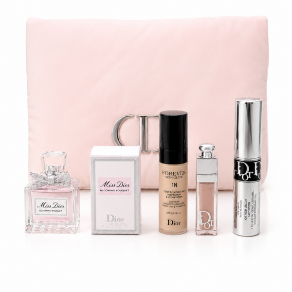 CHRISTIAN DIOR LIMITED EDITION PUFFY PINK BAG WITH 4 PIECES