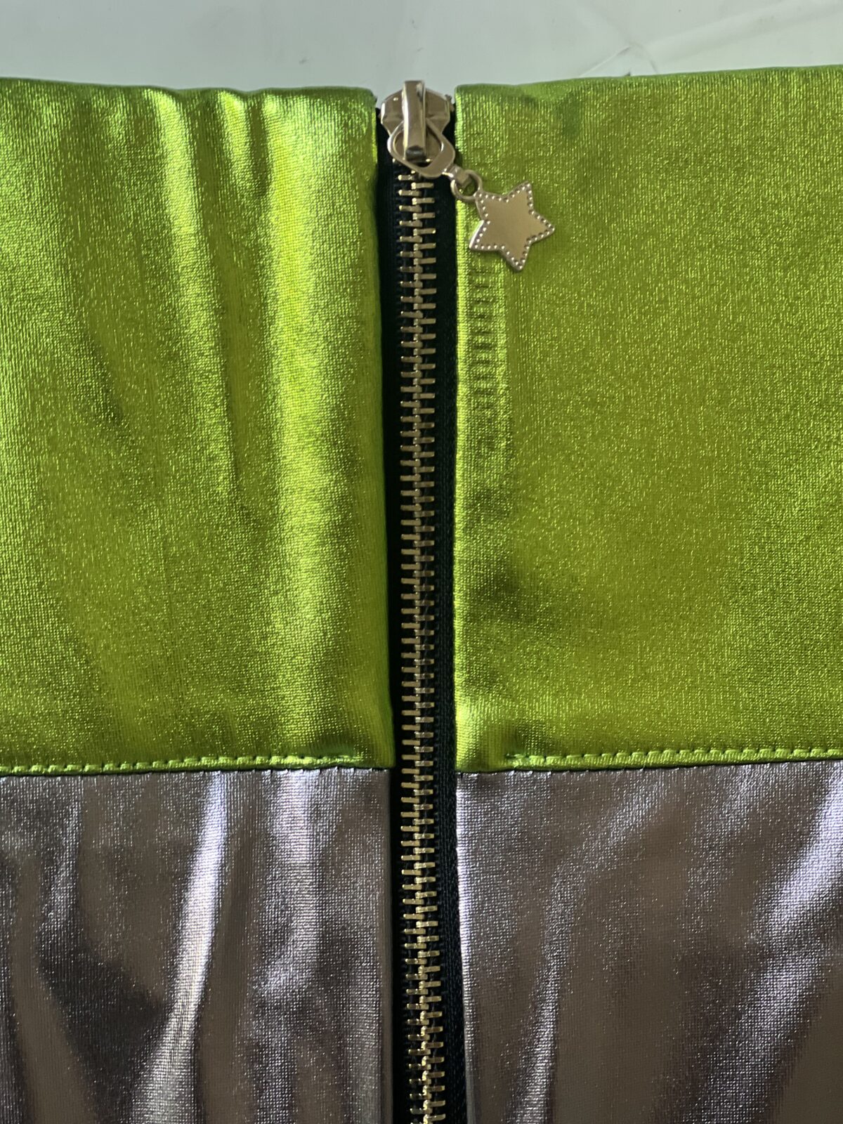 Metallic Mini Skirt Electric Lime - Image 