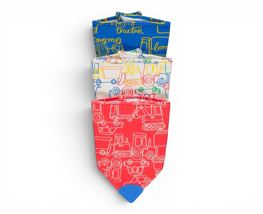 IMG_1666 Vehicle Print Teether Dribble Bibs 3 Pack - Image 1