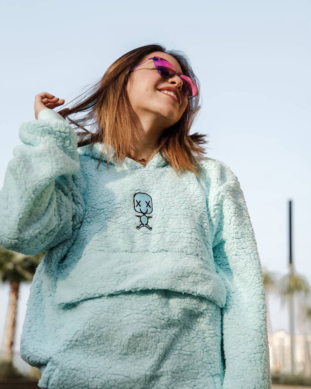 IMG_2950 Fuzzy Hoodie - Blue
