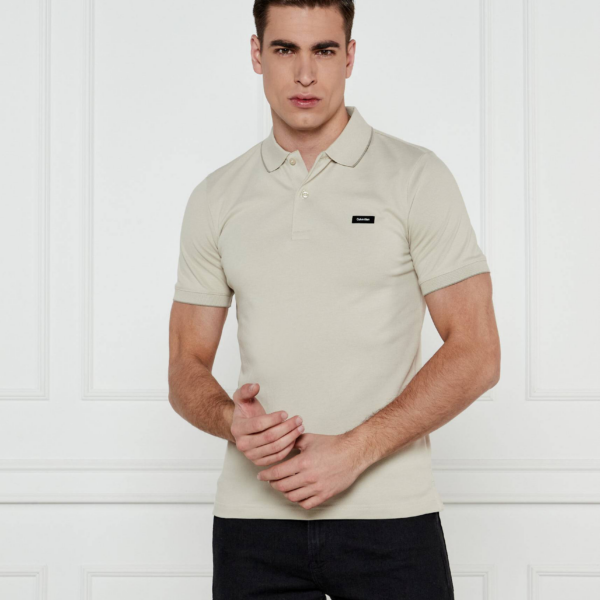 Calvin Klein - Beige Polo Slim Fit Stretch Pique