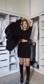 Meli French Terry Cut-Out Black Dress - Image 