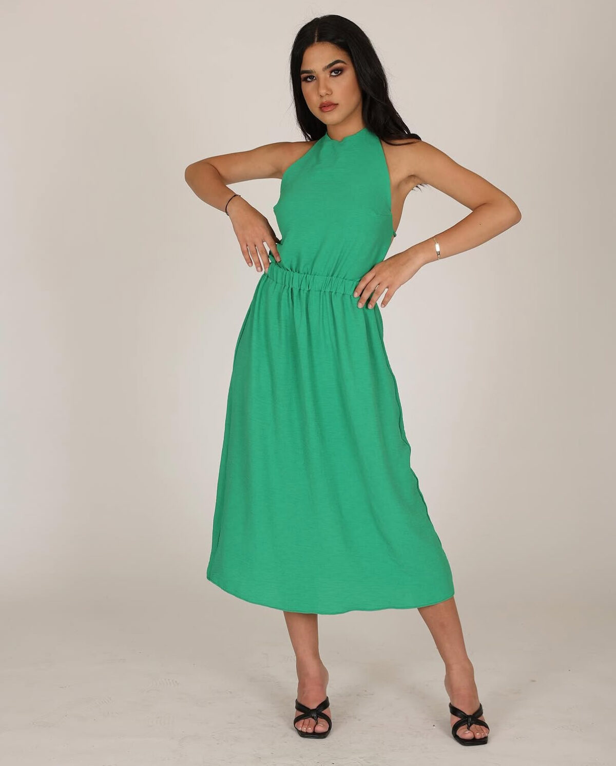 Linen Viscose Midi Dress White - Image 
