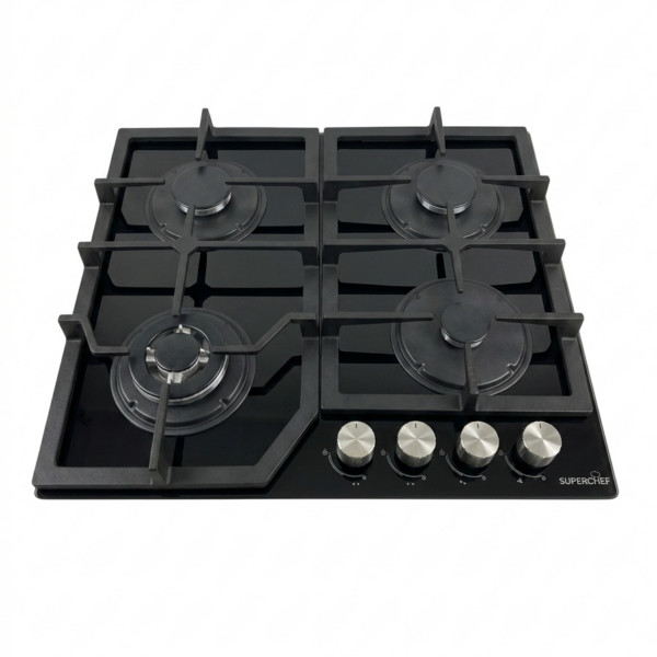 SuperChef Hob 60cm 4 Gas Burners Cast Iron Glass | DH-60 4G GLASS
