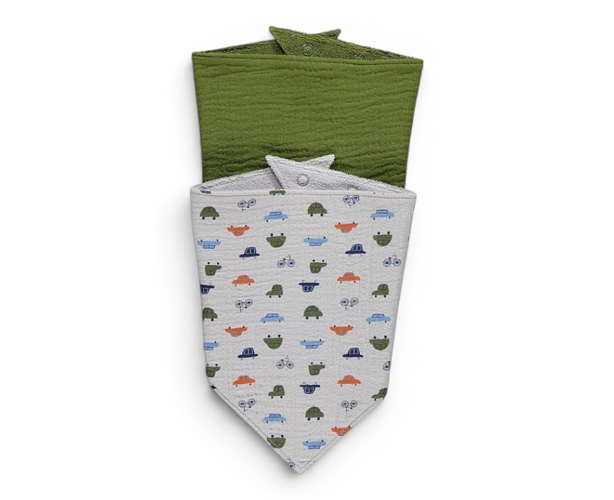 IMG_7869 Vehicle Print Dribble Bibs 2 Pack - Image 1