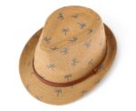 Palm Print Straw Fedora Kids Summer Hat - Image 