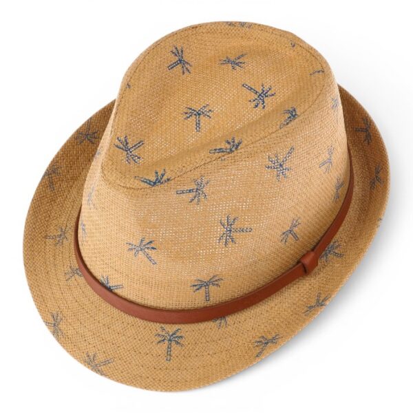 Palm Print Straw Fedora Kids Summer Hat
