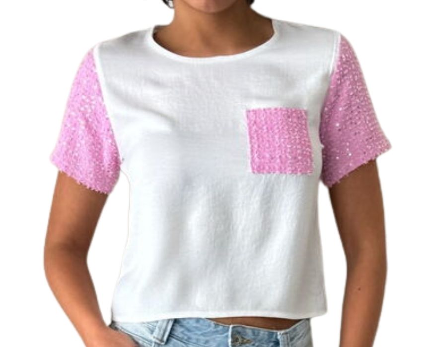 Jeans-detailed-tshirt-Pink-1-1.jpg Jeans Detail Tshirt Pink - Image 1