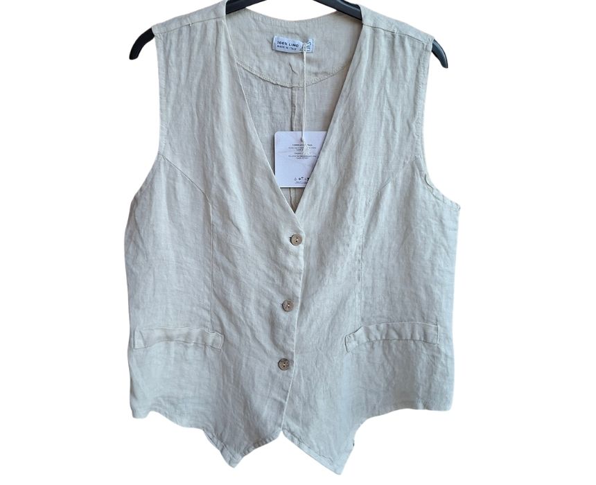 Linen-Beige-Gilet-1.jpg Linen Beige Gilet - Image 1