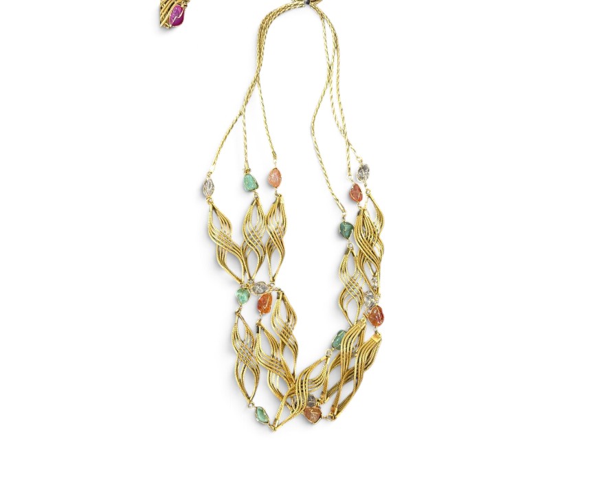 Necklaces-infitiny-2-1.jpg Infinity Necklace with Brazilian Stone, Gold (2) - Image 1