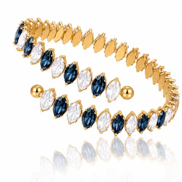 Shiny Luxurious Double Layer Elastic Tennis Bracelet Blue