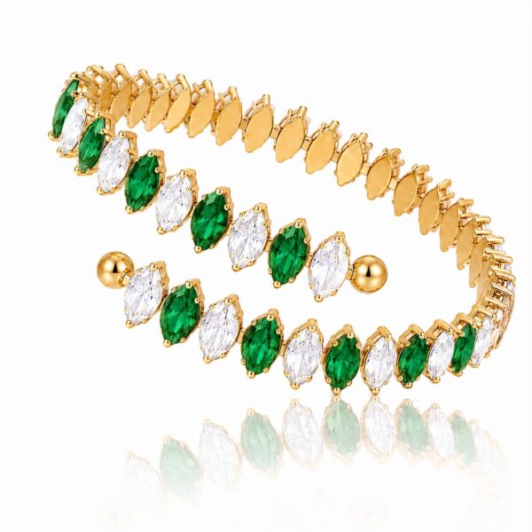 Shiny Luxurious Double Layer Elastic Tennis Bracelet Green