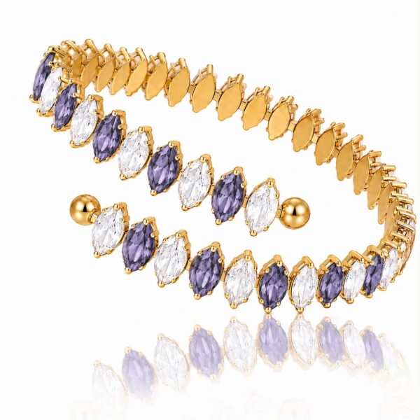 Shiny Luxurious Double Layer Elastic Tennis Bracelet Purple