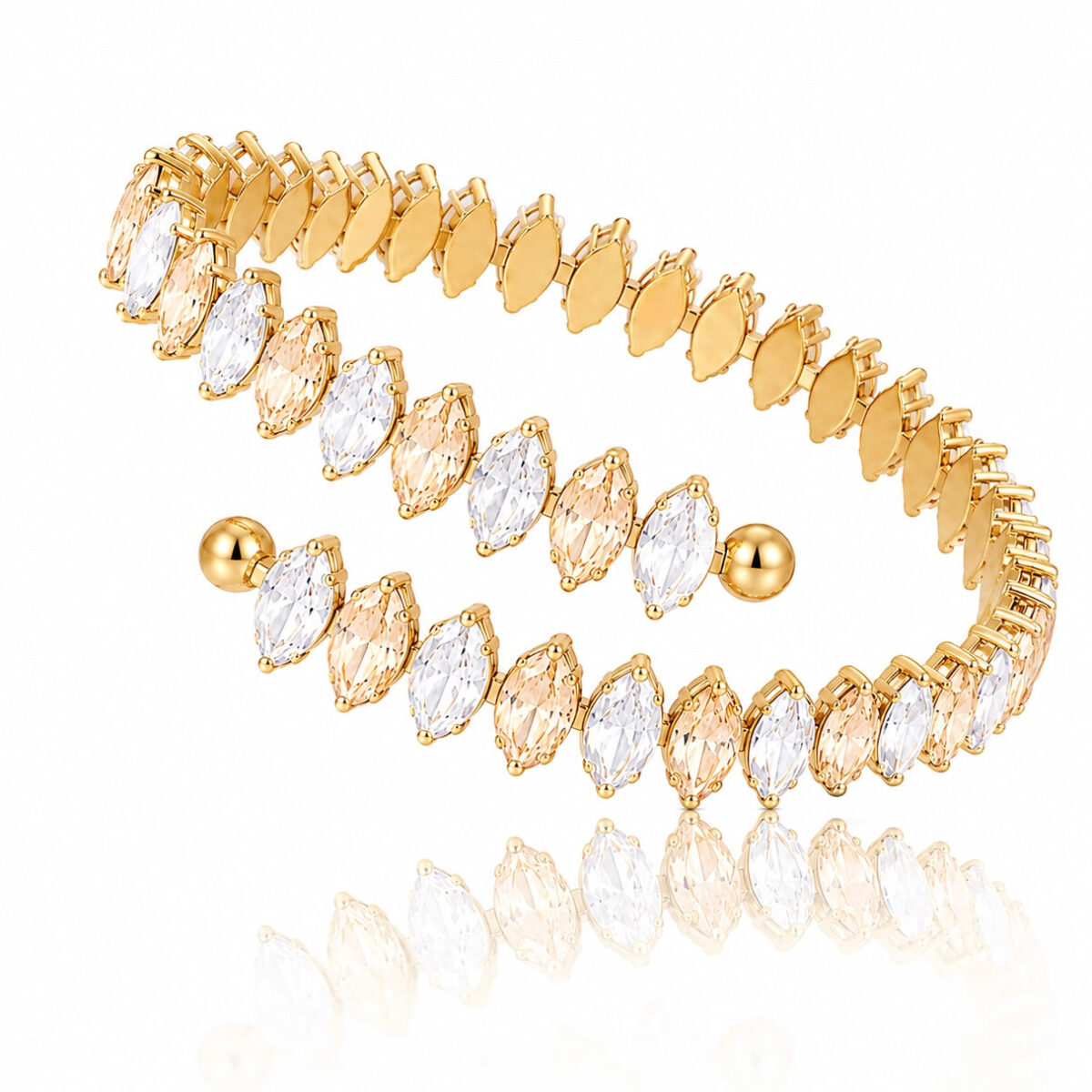 Shiny Luxurious Double Layer Elastic Tennis Bracelet Champaign Color
