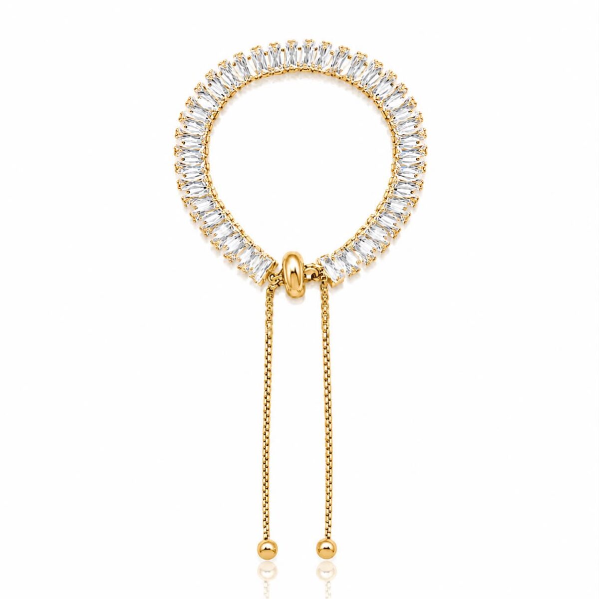 Shiny Adjustable Tennis Bracelet Gold Plated