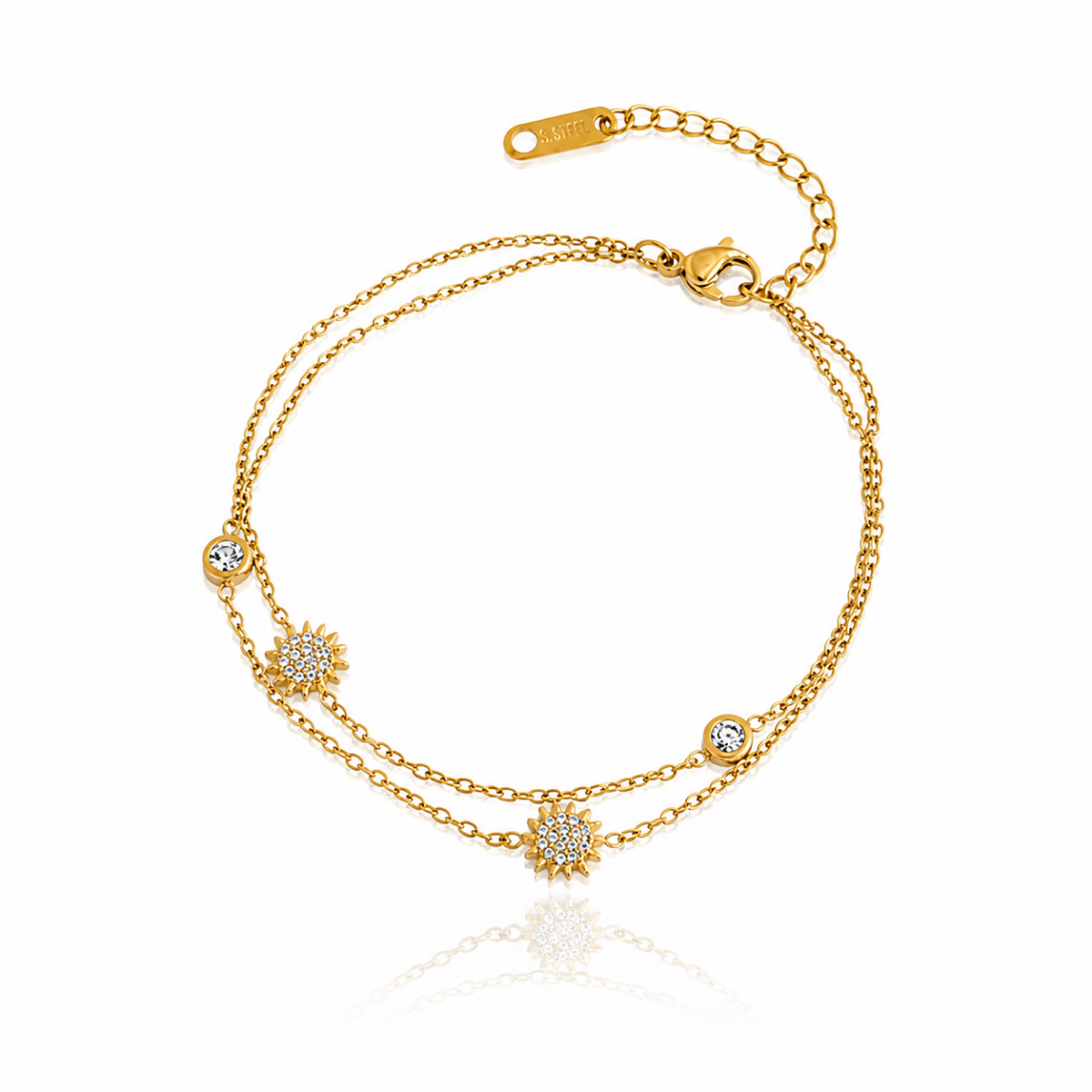 Sun Zircon Bracelet Gold Plated