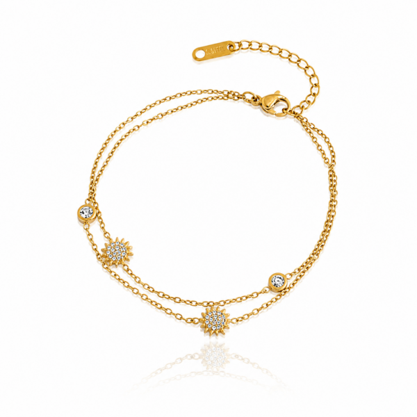 Sun Zircon Bracelet Gold Plated