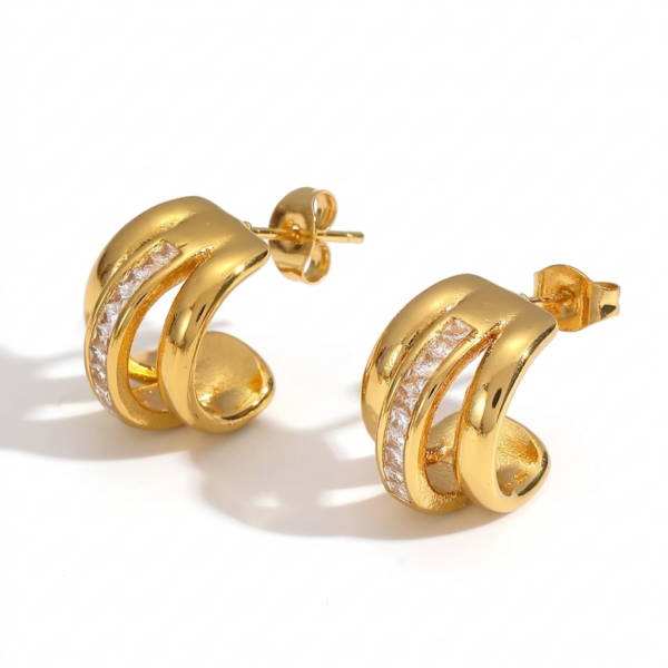 Classy Triple Hoops Earrings