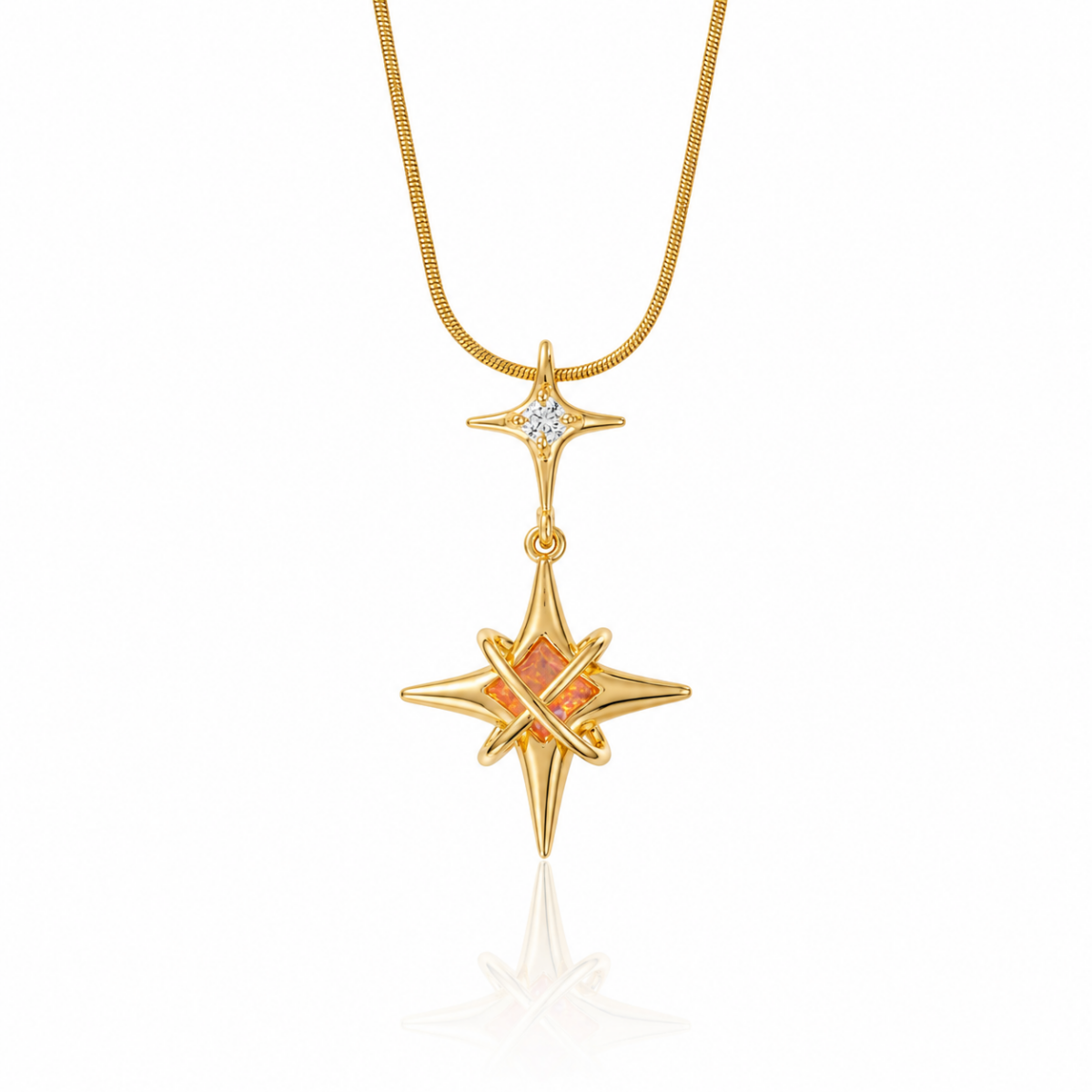Protective Shining Star Snake Chain Gold Plated Necklace