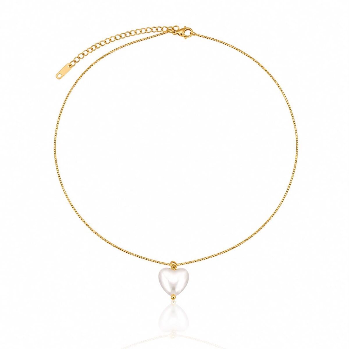 Minimal White Heart Pearl Necklace