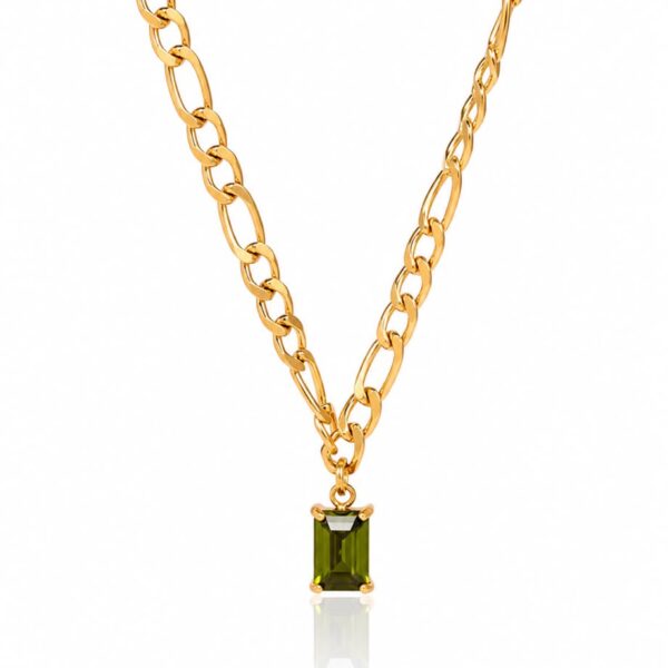 Olive Zircon Chain Necklace