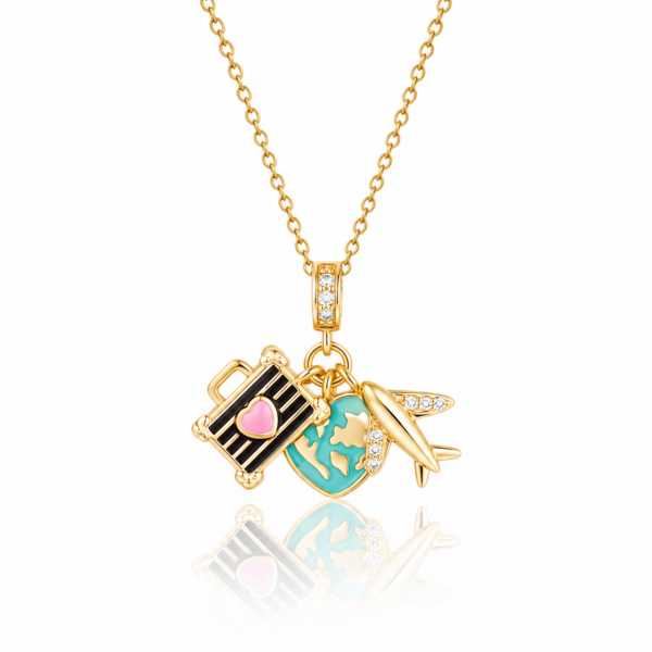World Travel Lover Charm Necklace