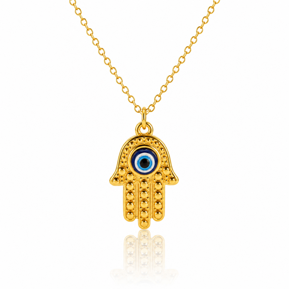 Hamsa hand Blessings and Protection Blue Eye Necklace