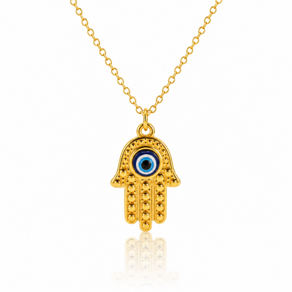 Hamsa hand Blessings and Protection Blue Eye Necklace
