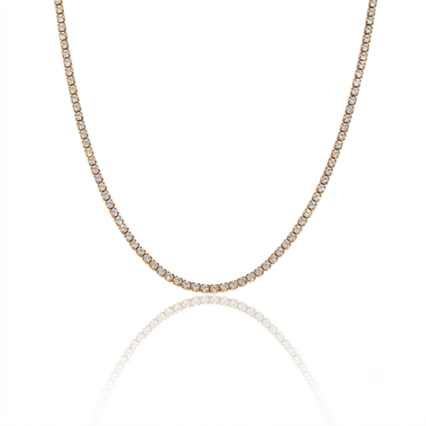Full Sparkle Tennis Necklace 2mm Gold