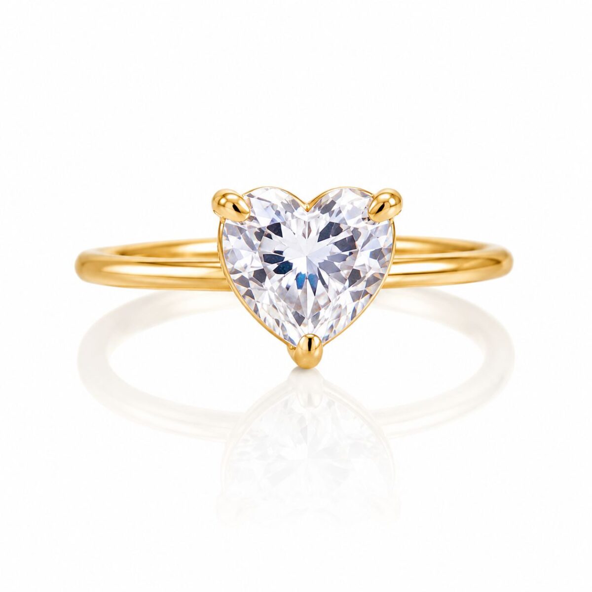 Shiny Zircon Heart Ring