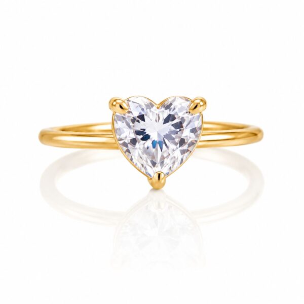 Shiny Zircon Heart Ring