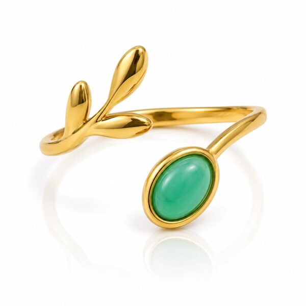 Green Leaf Adjustable Ring
