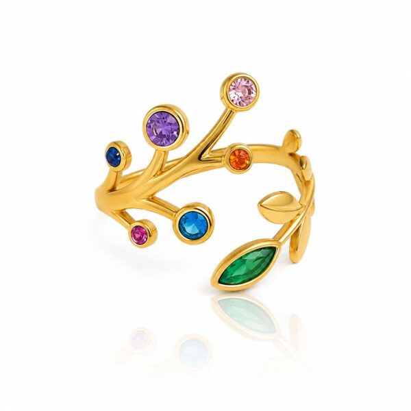Blooming Colorful Leaf Adjustable Ring